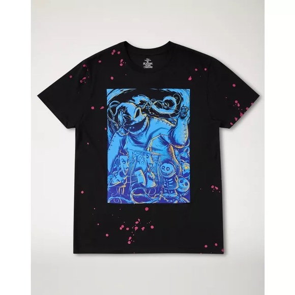 Disney Tops - DISNEY The Nightmare Before Christmas Bleach Splatter Oogie Boogie T Shirt Large